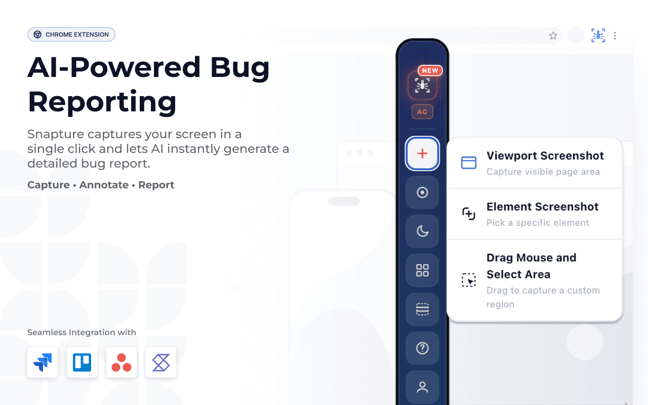 Snapture Chrome extension — AI-powered bug reporting